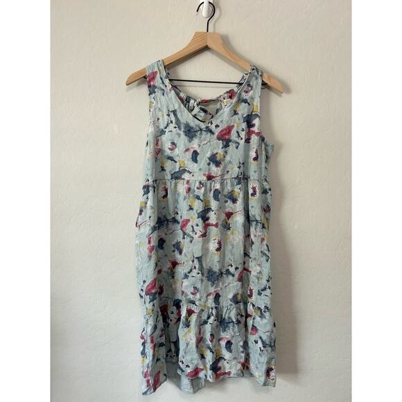Linen Artsy Printed Halter Dress Size S Made in Italy Bellambra - Picture 1 of 11